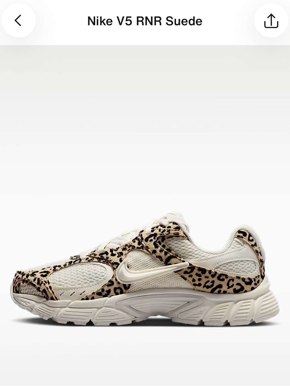 Nike Cream and Leopard Print V5 RNR Suede Sneaker